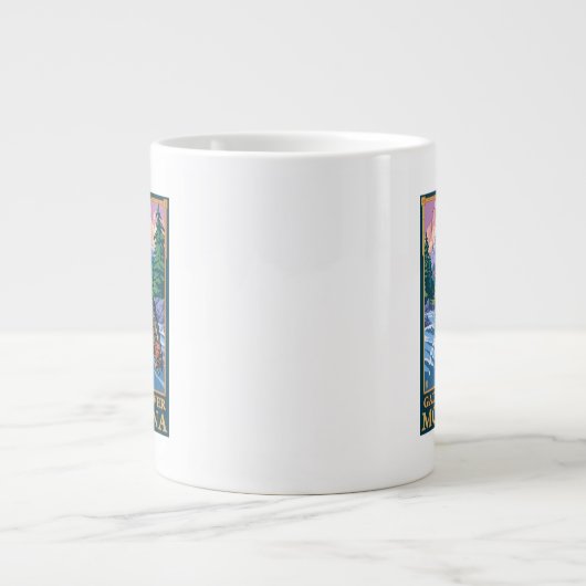 Fly Fishing Scene - Gallatin River, Montana Jumbo Mok (Voorkant)