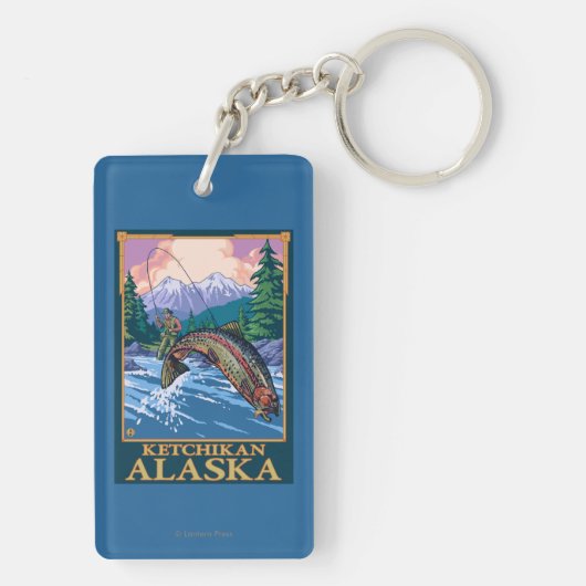 Fly Fishing Scene - Ketchikan, Alaska Sleutelhanger (achterkant)