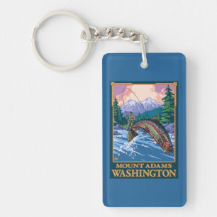 Fly Fishing Scene - Mount Adams, Washington Sleutelhanger
