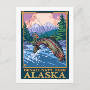 Fly Fishing Scene - Nationaal Park Denali, Alaska Briefkaart