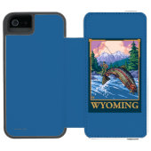 Fly Fishing Scene - Wyoming Incipio iPhone Portemonnee Hoesje (Agenda Open)