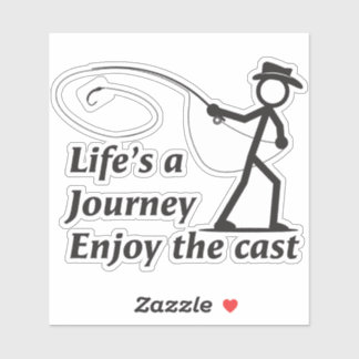 Fly Fishing stick figure guy casting a nymph Sticker