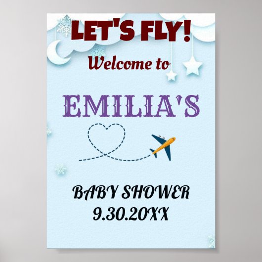 Fly Fly Baby shower Affiche de bienvenue - Personn (Devant)