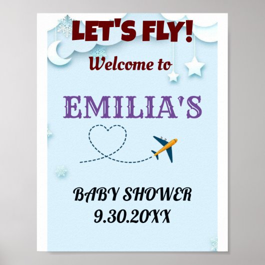 Fly Fly Baby shower Affiche de bienvenue - Personn (Devant)