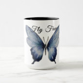Fly Free – Blue Butterfly Art Design Mok (Midden)