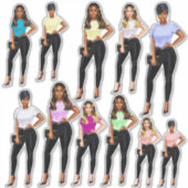 Fly Girl Lady En Jeans Et Sticker Tee - shirt (Devant)