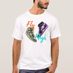 Fly High - Retro High-Top Sneaker Neon Art T-shirt