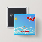 Fly High Vierkante Button 5,1 Cm (Voorkant /achterkant)
