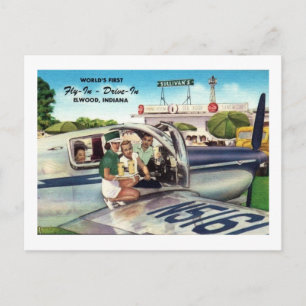 Fly-in Drive-In, Elwood, Vintage van Indiana Briefkaart
