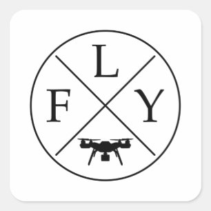 FLY Logo Drone Vierkante Sticker