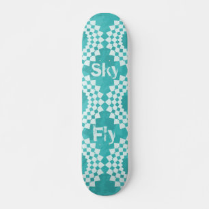 Fly Sky Modern Typografie Blue Mandala Skateboard