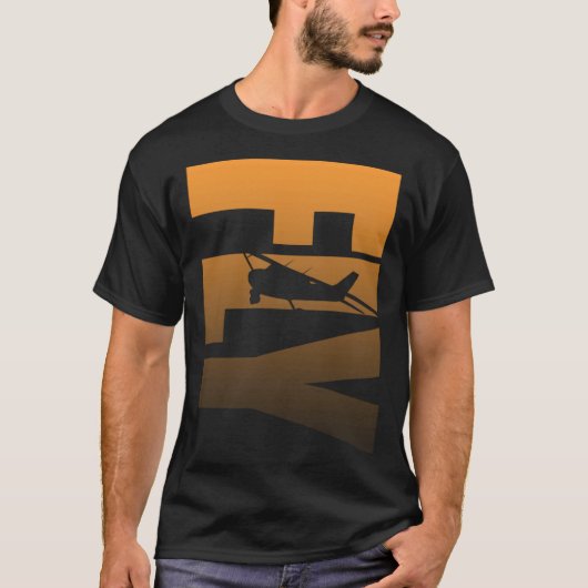FLY Vliegtuig silhouet T-shirt (Voorkant)