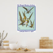 Fly Winged Monkey Airlines Poster (Keuken)