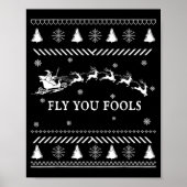 Fly You Fools Wizard Santa Sleigh Reindeer Ugly Ch Poster (Voorkant)