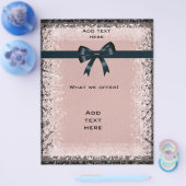 Flyer Antiek Old Paper Roze Black Bows Sjabloon (Enkel)