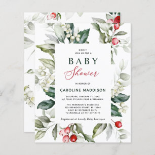 Flyer de Baby shower de verdure Holly Élégant pour