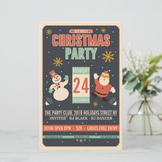 Flyer de fête rétro de Noël (Debout devant)