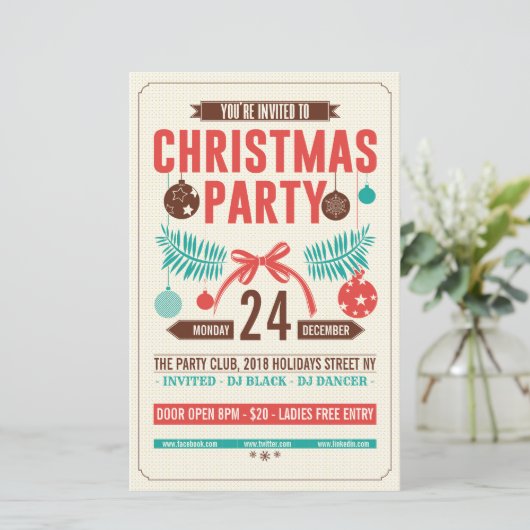 Flyer de fête rétro de Noël (Debout devant)