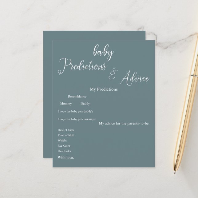 Flyer de jeu de baby shower avec calligraphie mini (Devant/Arrière en situation)