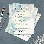 Flyer de parties scintillant argent turquoise aqua<br><div class="desc">élégant salon de beauté flyer</div>