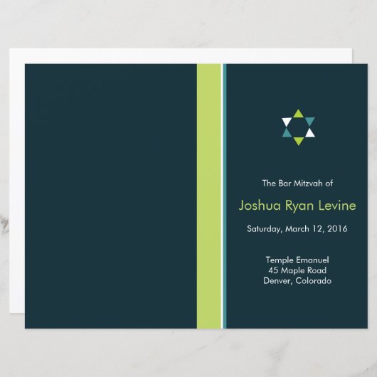 Flyer du programme Modern Star Bar Mitzvah (Devant / Derrière)