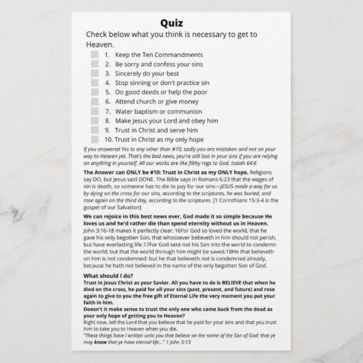 Flyer du Quiz de la Bible du Ciel (Dos)