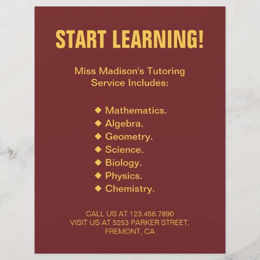 Flyer du Tuteur du secondaire (Dos)