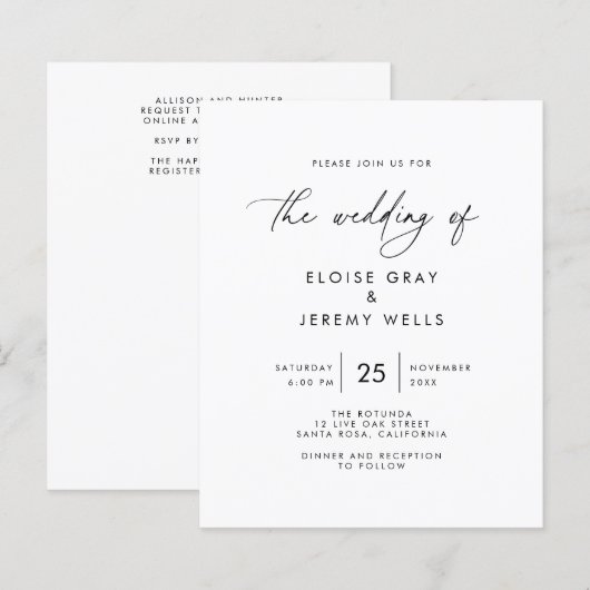 Flyer Faire-part de mariage moderne (Devant / Derrière)