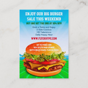 Flyer Hype Burger Cafe Restaurant Eatery Food Visitekaartje
