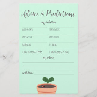 Flyer met advies en voorspellingen voor baby showe