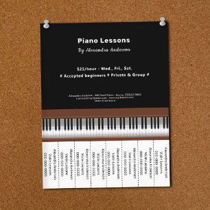 Flyer met afscheurstroken voor pianoles