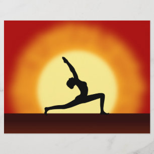 Flyer met silhouet van vrouw in zonsonderganghoudi
