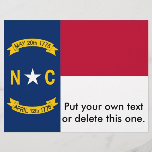 Flyer met vlag van North Carolina, VS. (Voorkant)