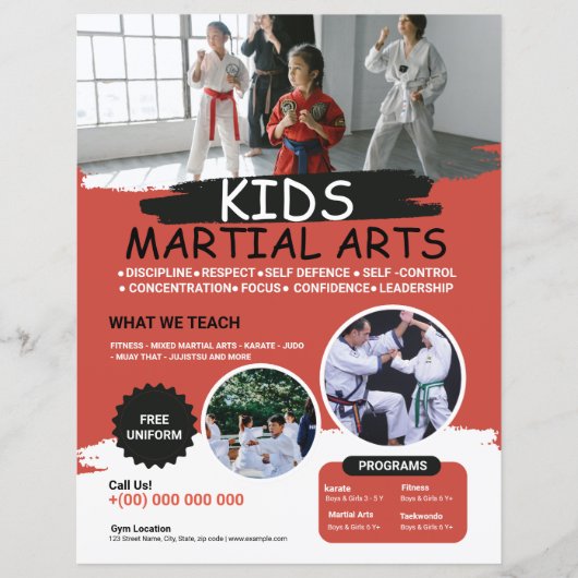 Flyer pour enfants Modèle Arts martiaux (Devant)