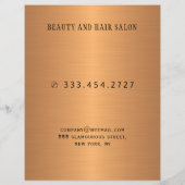 Flyer promotionnel du menu du service du salon de  (Dos)