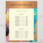 Flyer promotionnel du menu du service du salon de  (Devant)