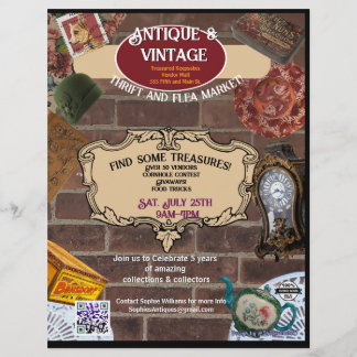 Flyer voor antiek- en vintage markt en evenement briefhoofd
