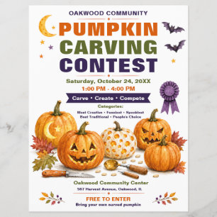 Flyer voor Halloween Pompoensnijwedstrijd