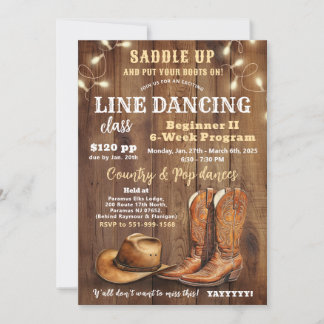 Flyer voor linedanceklas, advertentie voor country kaart