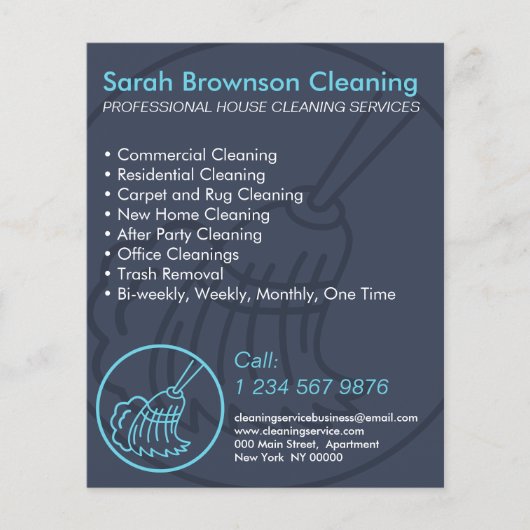 Flyer voor Navy Blue Minimal Home Cleaning Keeper (Voorkant)