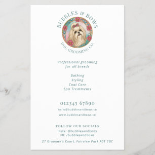 Flyer voor Shih Tzu-hondentrimsalon