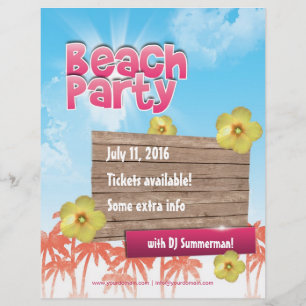 Flyer voor strandfeest - eenzijdig, volledig aanpa