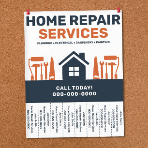 Flyer voor thuisreparatie met afscheurbare tabblad