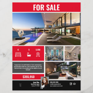 Flyer - voor verkoop - Red Modern