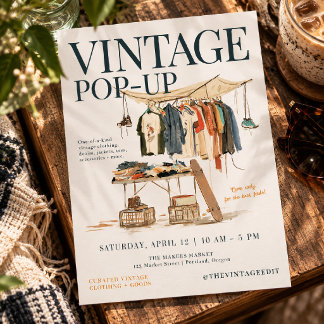 Flyer voor vintage kleding pop-upmarkt