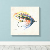 FlyFishing Lure Art Salmon Fly Lure Canvas Afdruk (Insitu (Houten vloer))