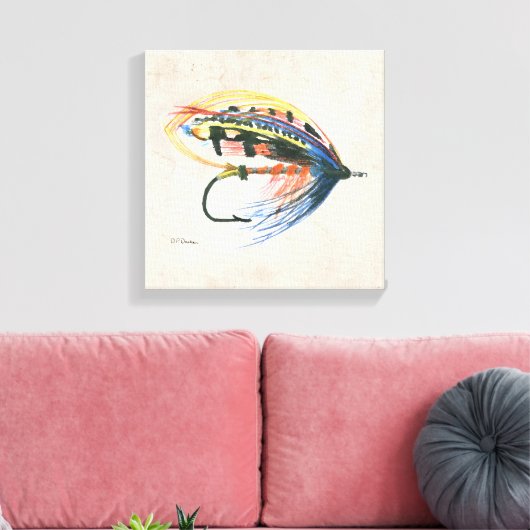 FlyFishing Lure Art Salmon Fly Lure Canvas Afdruk (Insitu (Woonkamer))