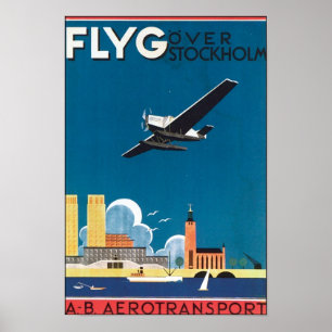 Flyg Over Stockholm, AB Aerotransport Poster