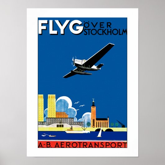 Flyg over Stockholm Poster (Voorkant)