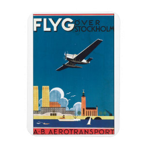 FlyG Over Stockholm Vintage Travel Poster Magneet